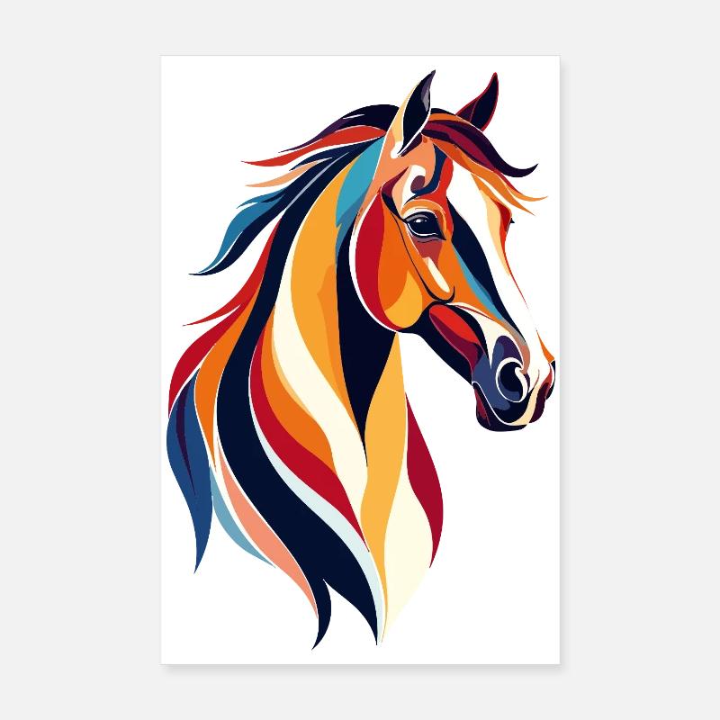 Portrait coloré de cheval Explosion de couleur Tête de cheval Poster 20 x 30 cm