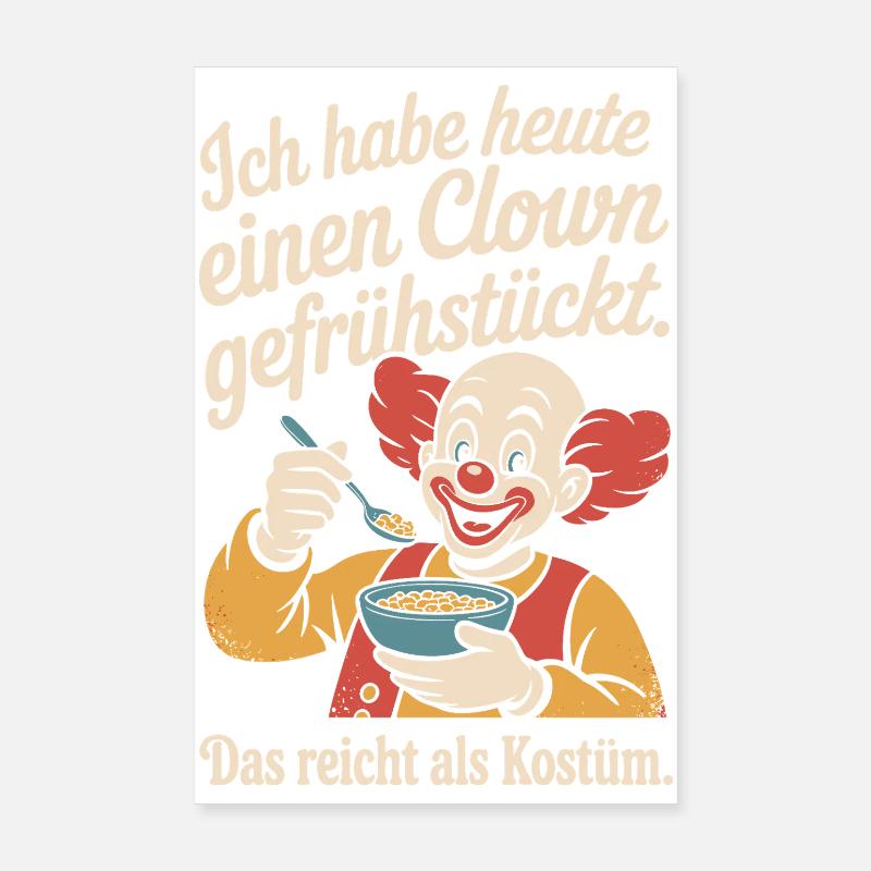 Remplacement du costume de clown du Petit-déjeuner de Clown Carnival Poster 20 x 30 cm