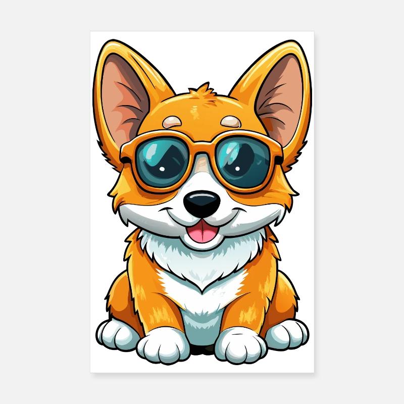 Baby-Corgi mit Sonnenbrille Poster 20x30 cm