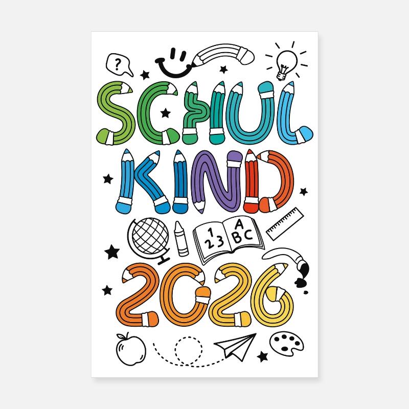 Schulkind 2026 Doodle Einschulung Schulanfang Poster 20x30 cm