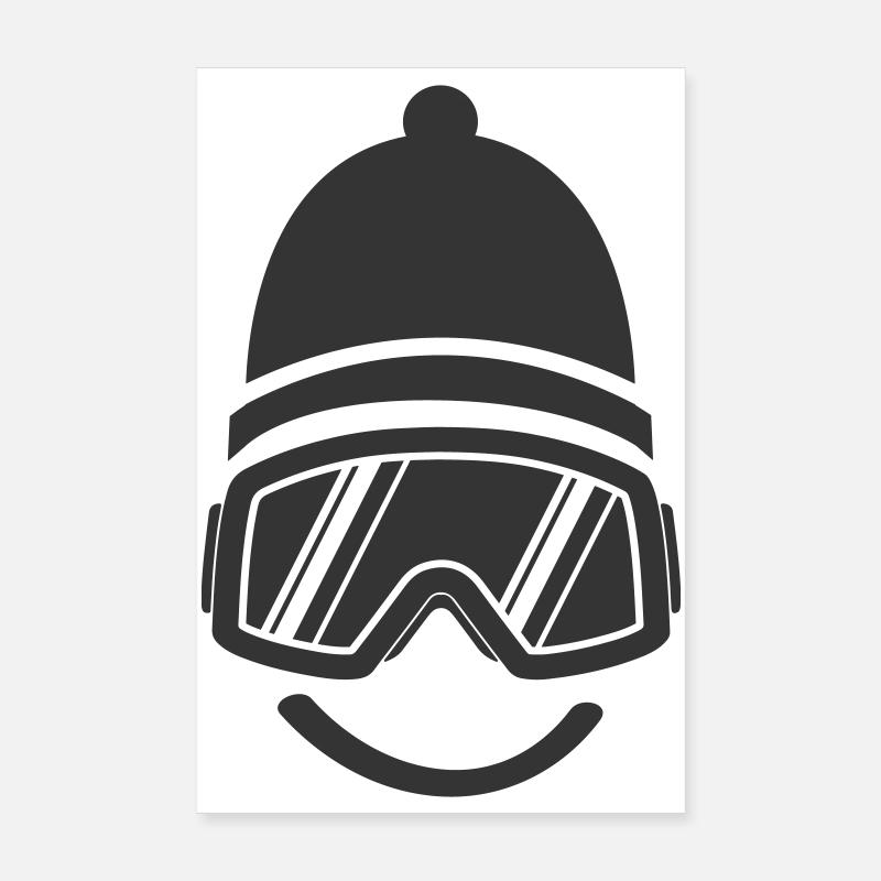 Smileface Ski Goggles Silhouette Poster 8" x 12" (20x30 cm)