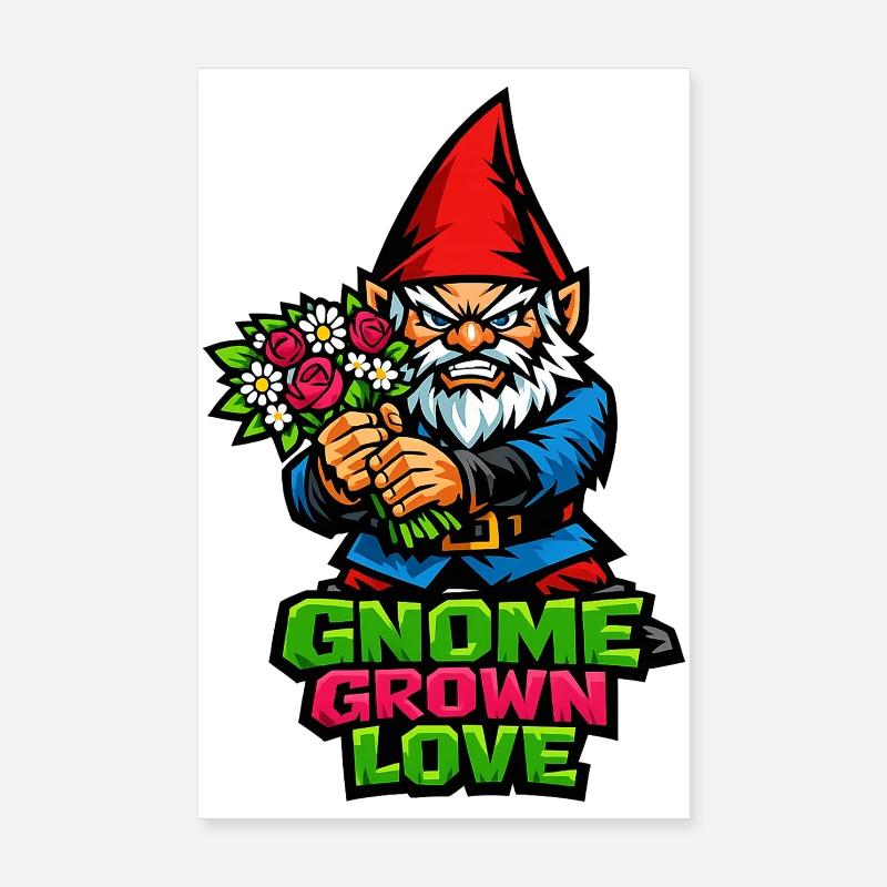 Evil Gnome, Dark Gnome, Goth Gnome, Funny Gnome Poster 8" x 12" (20x30 cm)