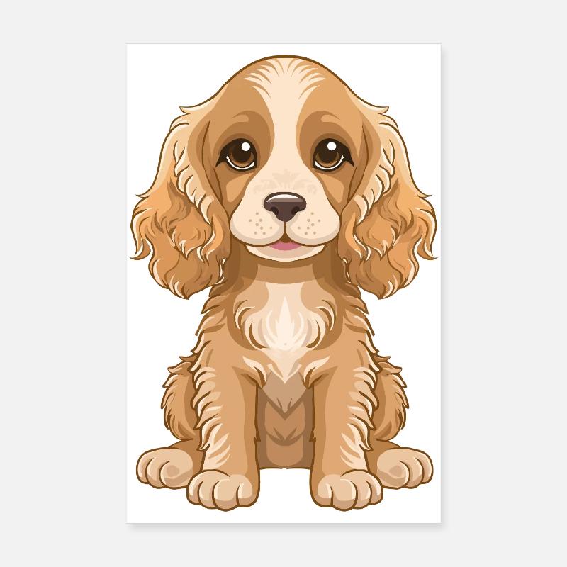 Süßer Cocker Spaniel-Welpe Cartoon Poster 20x30 cm
