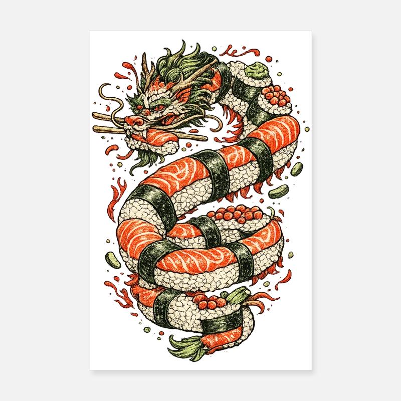 Dragon Sushi Coil Poster 20 x 30 cm