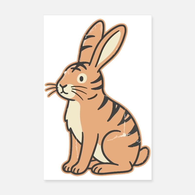 Pastel tabby rabbit stripes Tabby Poster 8" x 12" (20x30 cm)