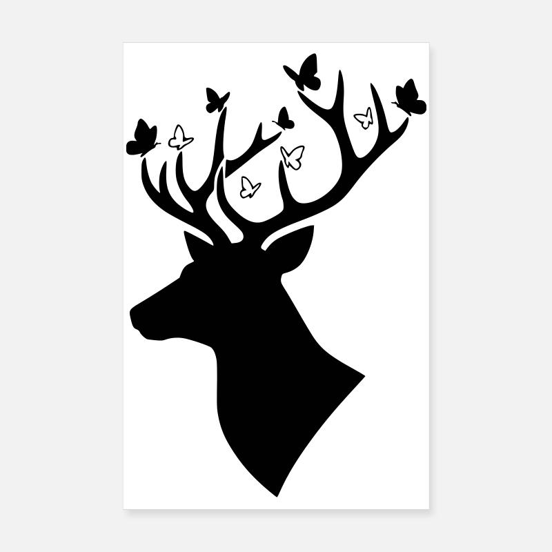 Logo de la nature du papillon cerf Poster 20 x 30 cm