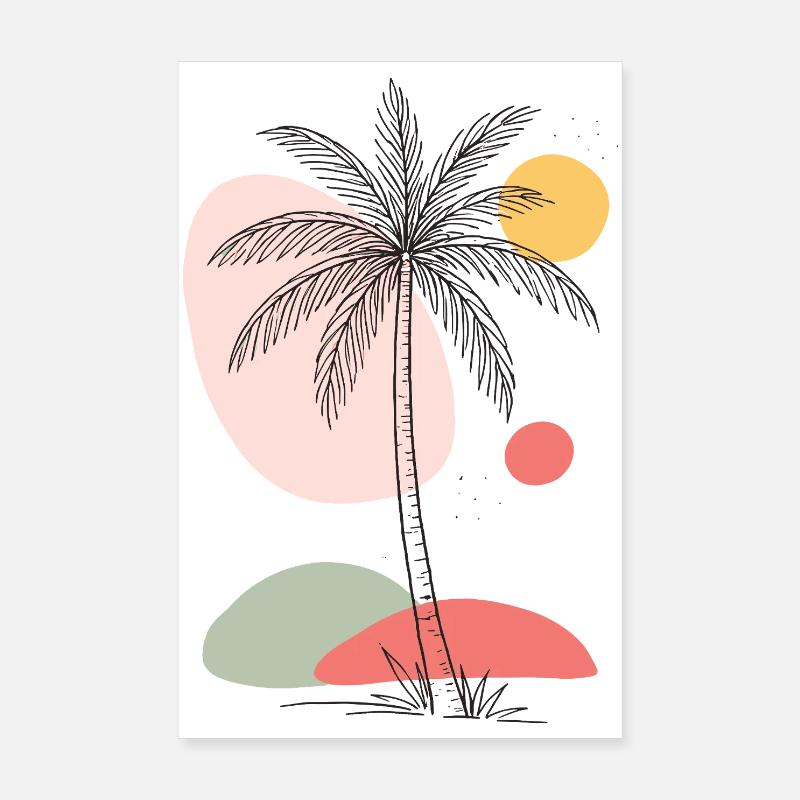 Palm Tree Boho Tropical Summer Vintage Design Poster 8" x 12" (20x30 cm)