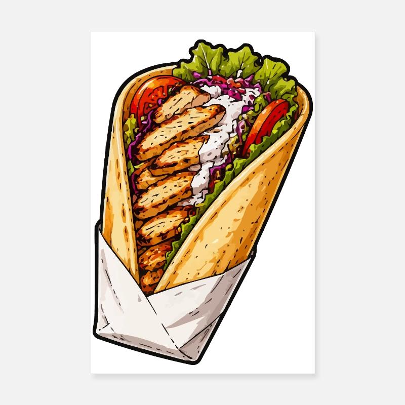 Hähnchen-Wrap Illustration Poster 20x30 cm