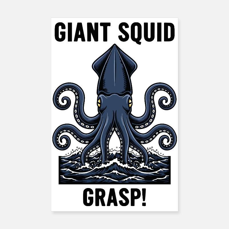 Giant Squid Sea Abyss Grasp Giant Squid Poster 8" x 12" (20x30 cm)