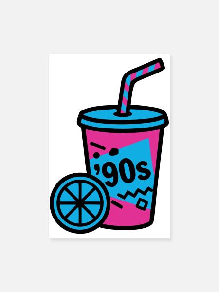 90s Retro Becher Slush Sommer - Poster 20x30 cm - Weiß - Vorne