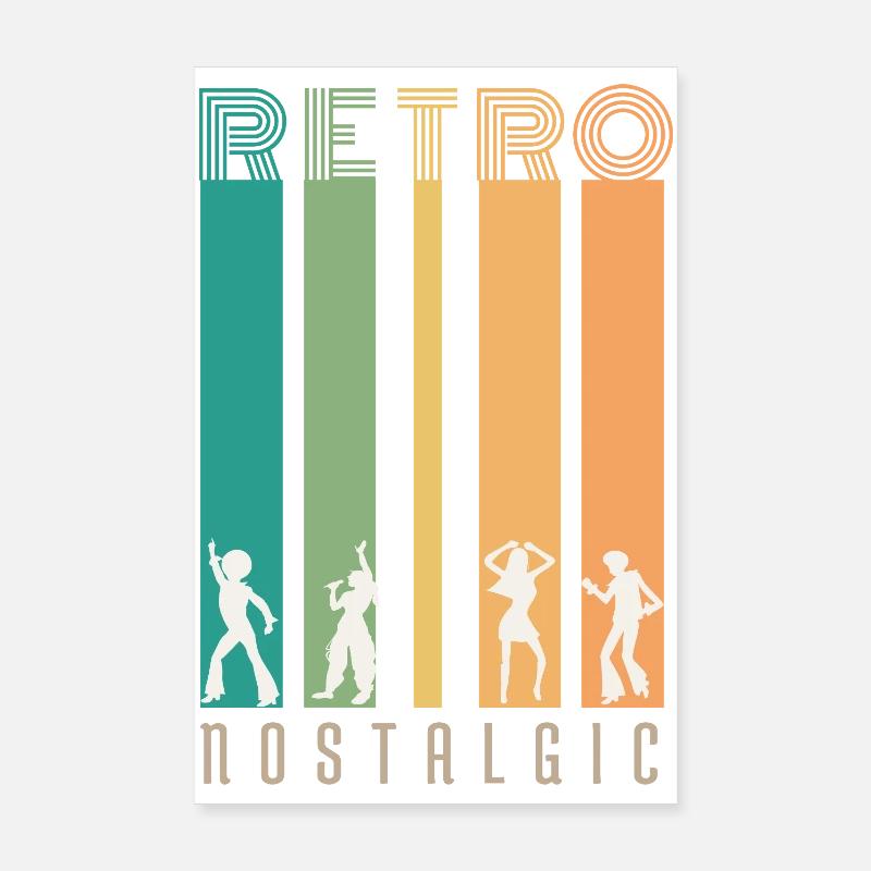 Retro-Bars und Silhouetten – Nostalgie - Poster 20x30 cm - Weiß