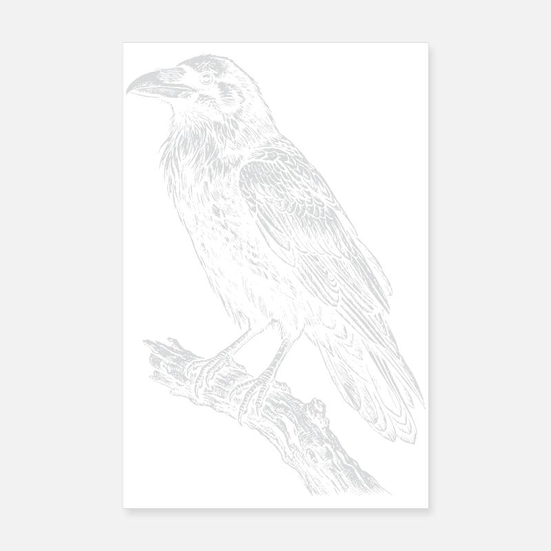 Raven Sitting on Branch Poster 8" x 12" (20x30 cm)