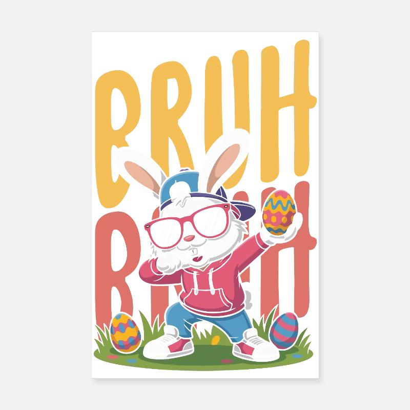 Joyeuse Pâques, douce chasse aux œufs du lapin, œufs de Pâques Poster 20 x 30 cm