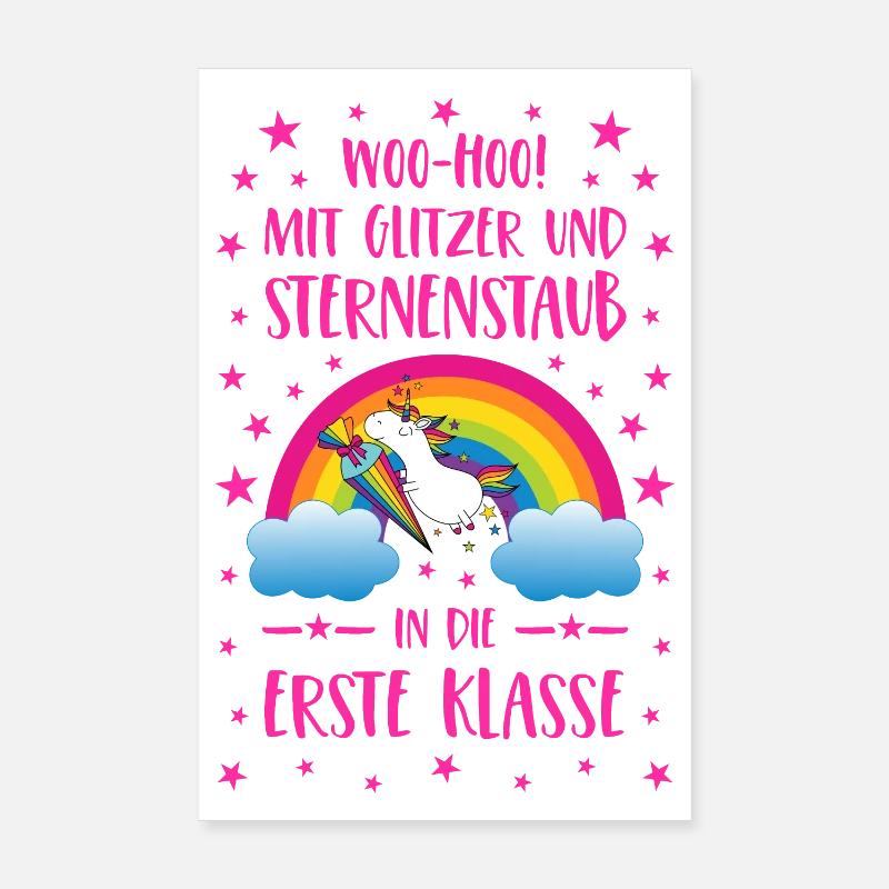 Unicorn Glitter and Stardust First Class Pink Poster 8" x 12" (20x30 cm)