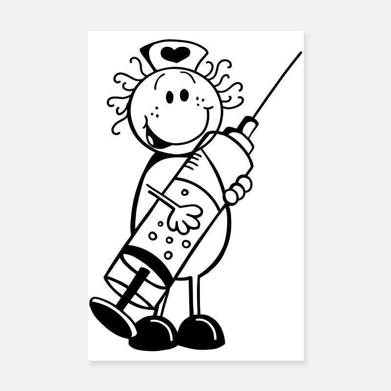 Krankenschwester Strichmännchen - Geschenk Poster 20x30 cm