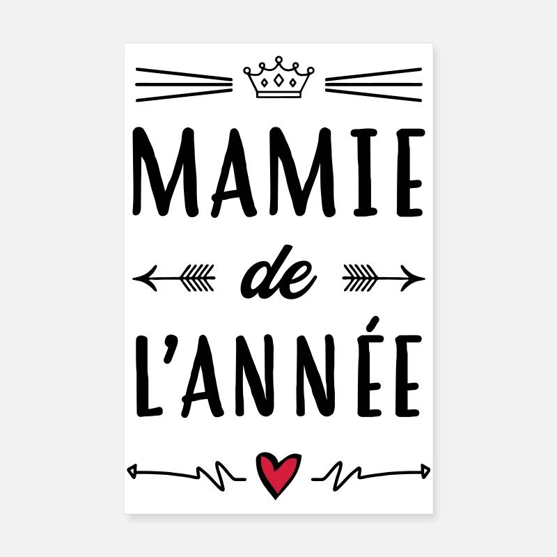 Mamie / Mamy / Grand Mere / Grand-Mère / Bébé - Poster 20 x 30 cm - blanc