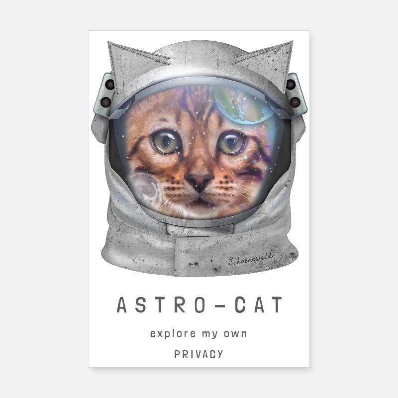 Astro cat Space cat Astronaut cat Katze im Weltall Poster 20x30 cm