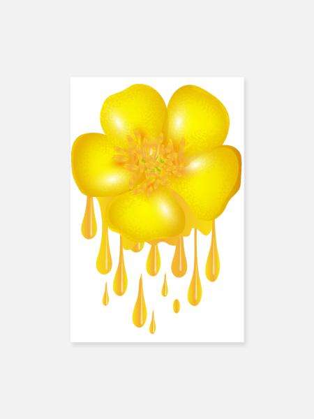 bright yellow buttercup with dripping effect - Poster 8" x 12" (20x30 cm) - white - Front