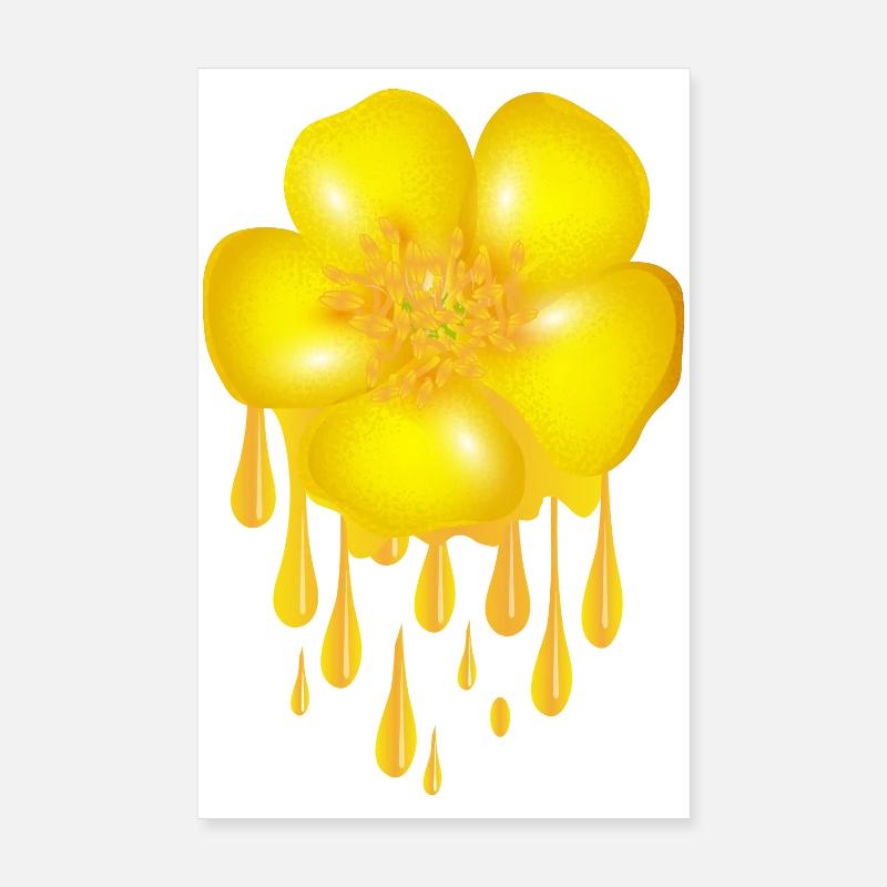 Renoncule jaune vif à effet dégoulinant Poster 20 x 30 cm