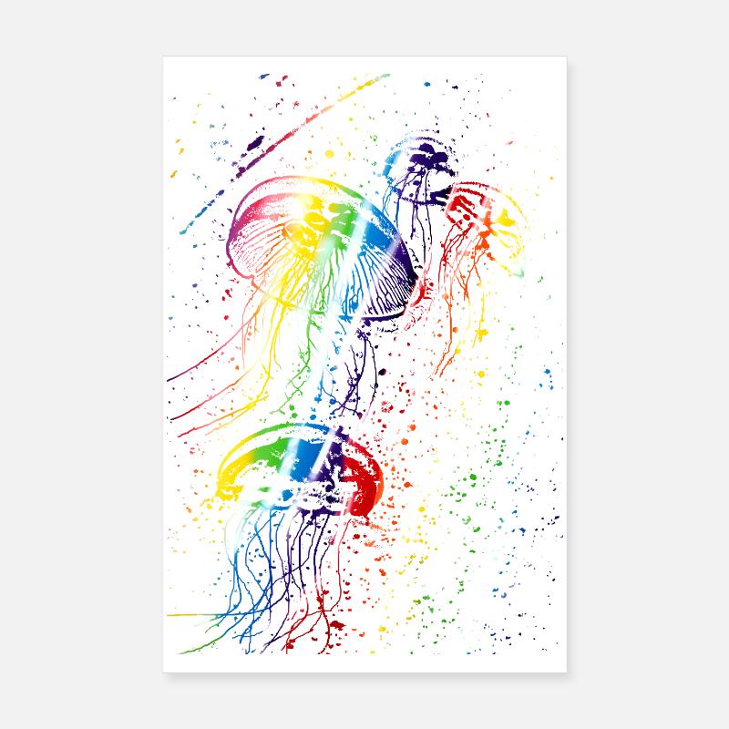 Méduses colorés Poster 20 x 30 cm