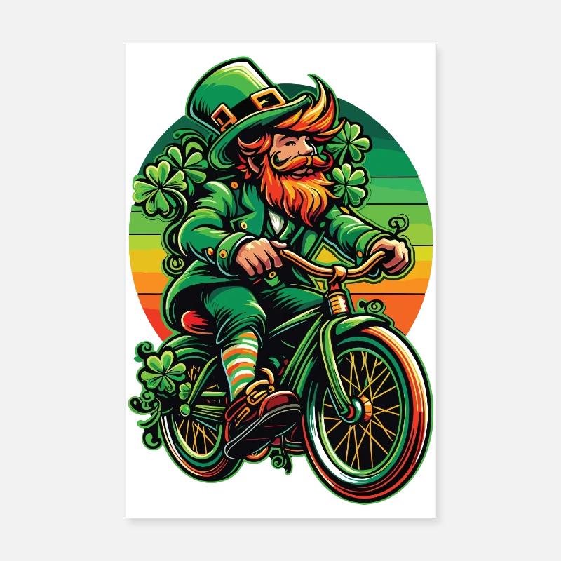 St. Patrick's Day Leprechaun Bicycle Design Poster 8" x 12" (20x30 cm)