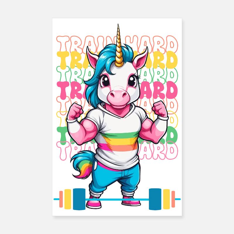 Bodybuilder Einhorn - Poster 20x30 cm - Weiß