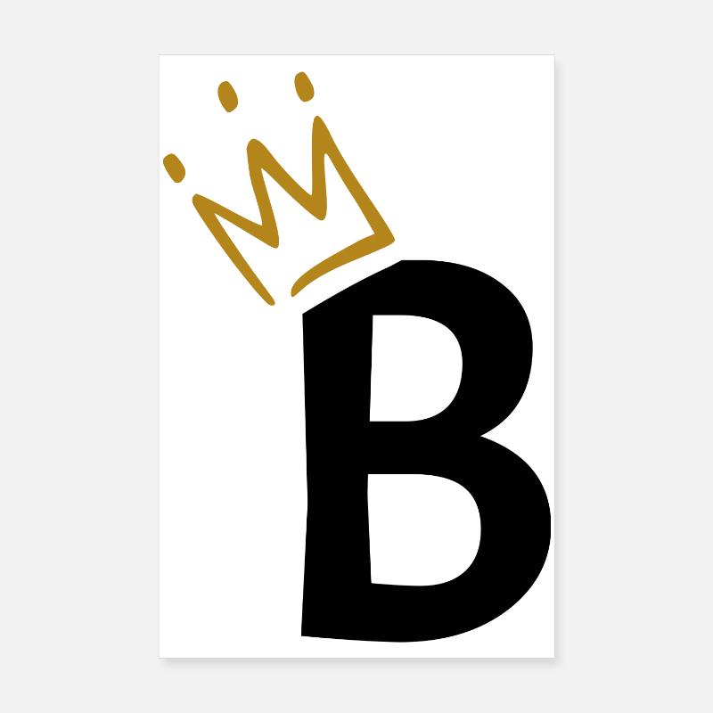 Lettre B - lettre initiale B - Poster 20 x 30 cm - blanc