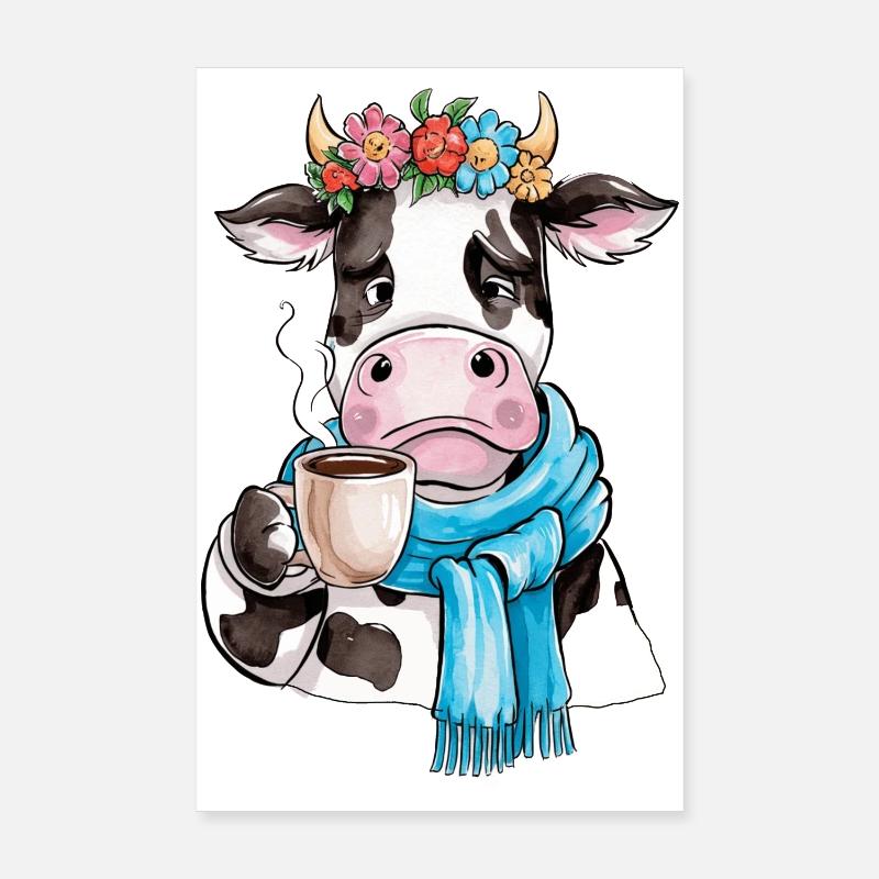 Vache café Poster 20 x 30 cm