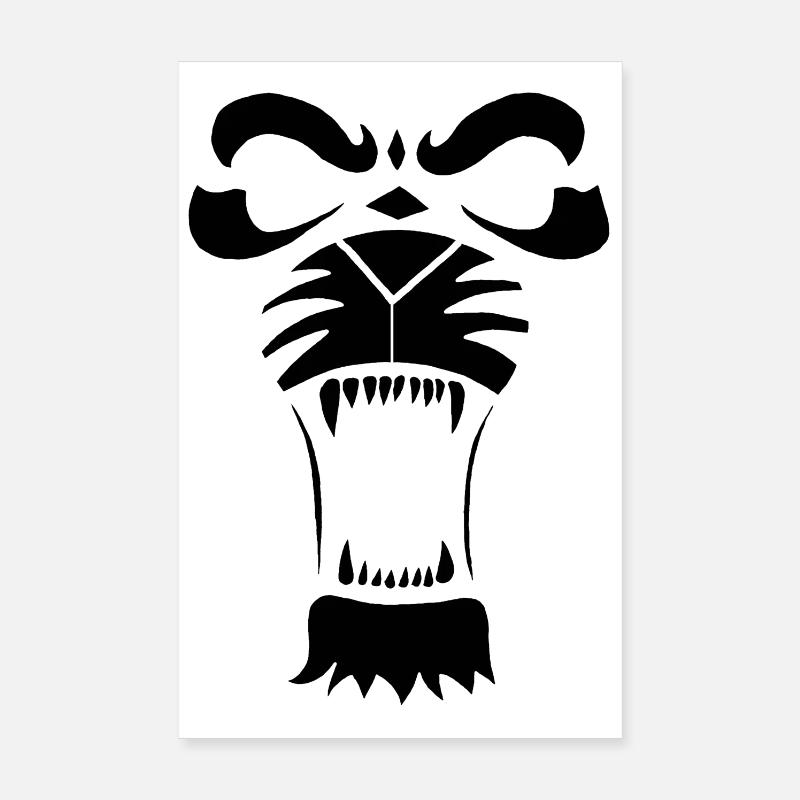 Raublöwe oder Tiger (Schwarz) Poster 20x30 cm