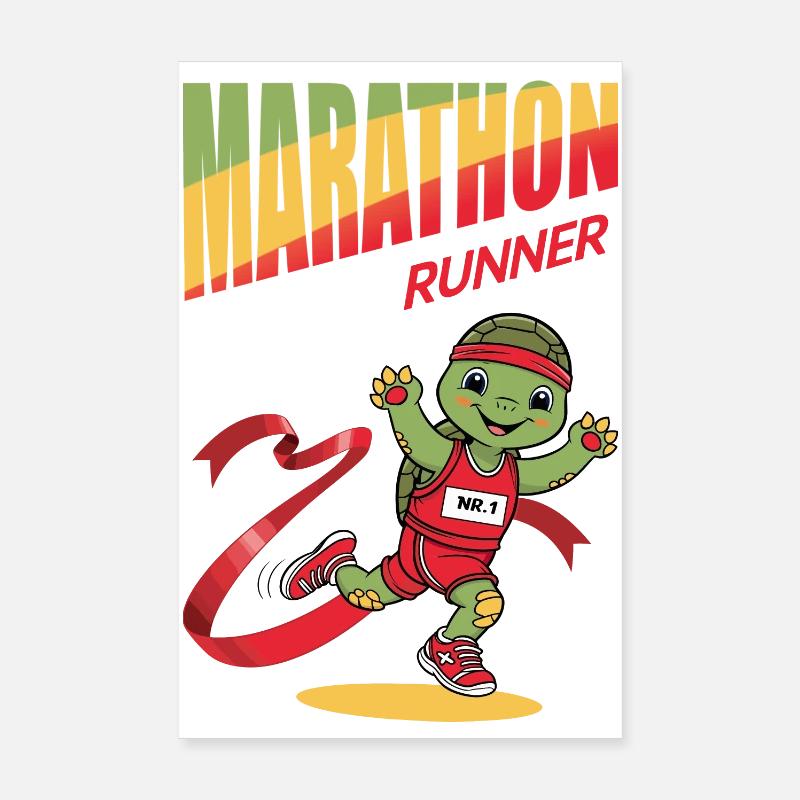 Turtle Marathon Runner Poster 8" x 12" (20x30 cm)