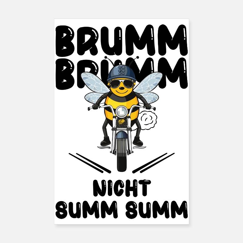 Bee Motorcycle Buzz Buzz Not Buzz Buzz Black Poster 8" x 12" (20x30 cm)