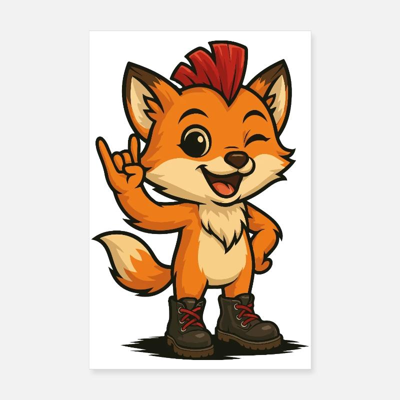 Fuchs mit Punk-Power Poster 20x30 cm