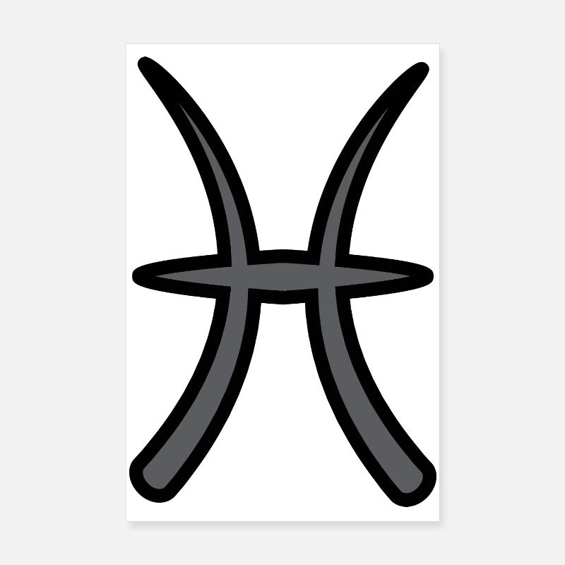 Fische Sternzeichen Symbol Schwarz & Grau Poster 20x30 cm