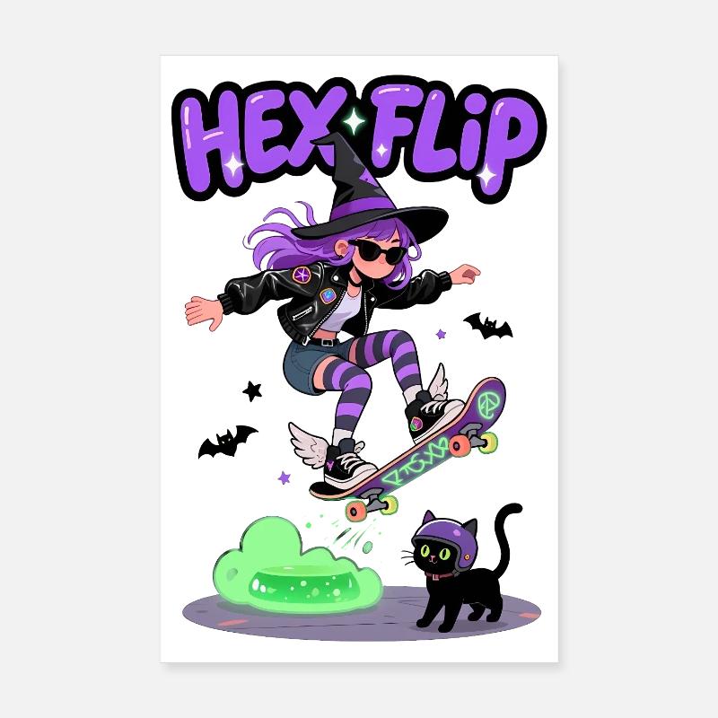 Hex Flip Witch Conception de planche à roulettes Poster 20 x 30 cm