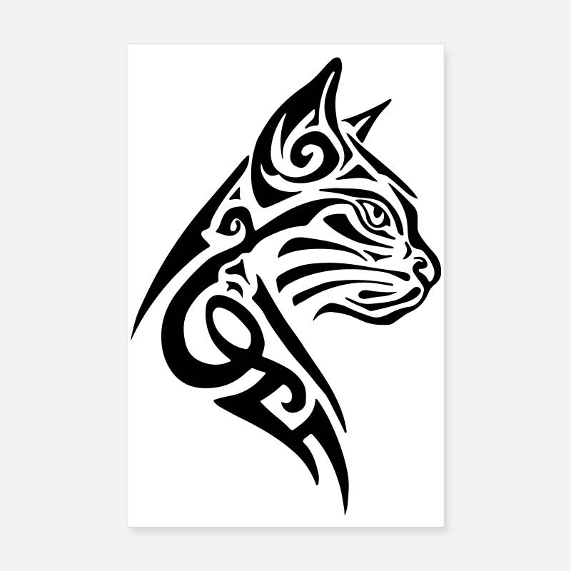 Katze Tribal Tattoo Poster 20x30 cm