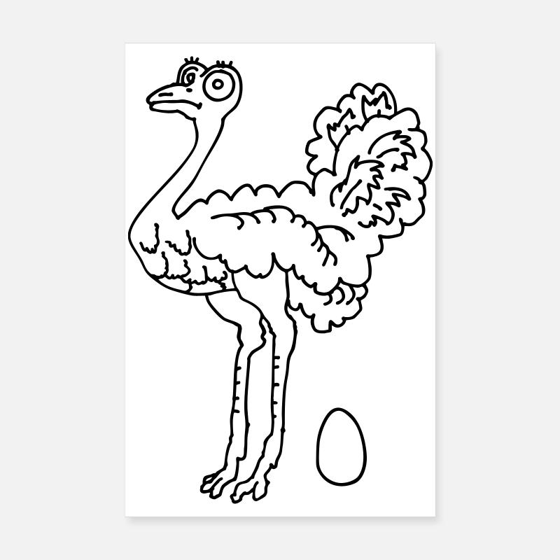Autruche - Poster 20 x 30 cm - blanc