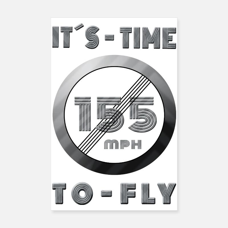 Temps de course 155 mph Design rétro Poster 20 x 30 cm