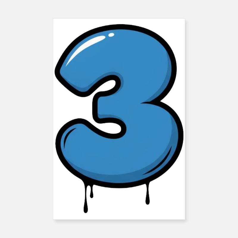 Three Drops Neon Blue Poster 8" x 12" (20x30 cm)