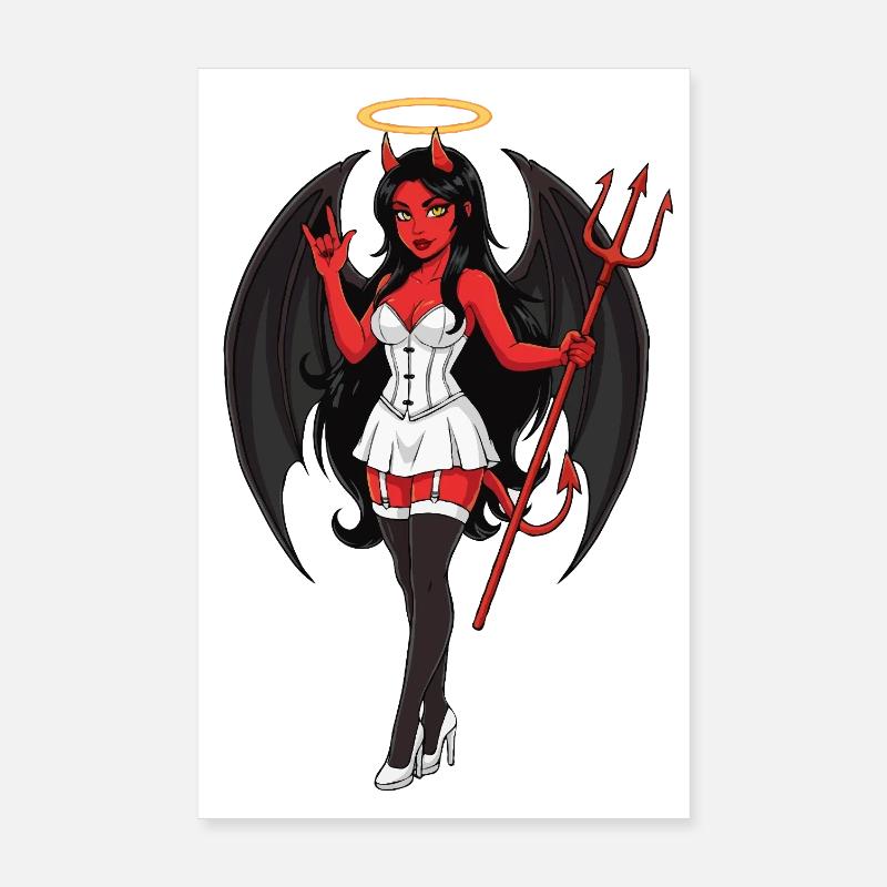 Devil Angel with Halo and Staff Poster 8" x 12" (20x30 cm)