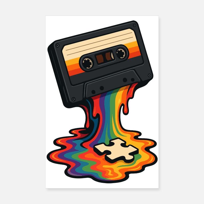 Rainbow Cassette Melt Puzzle Poster 20 x 30 cm
