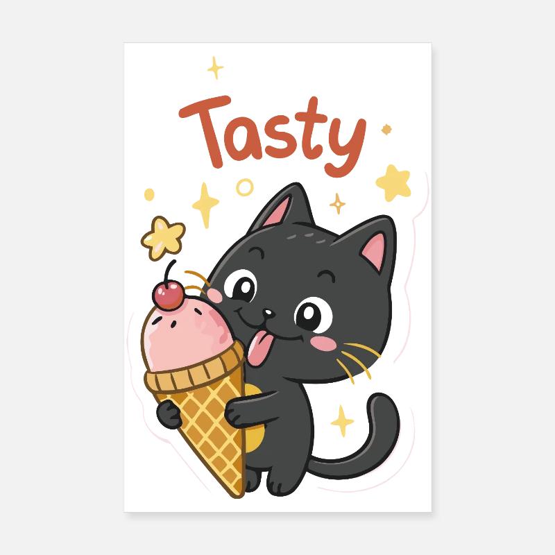 Gourmet-Katze und Eiscreme Poster 20x30 cm