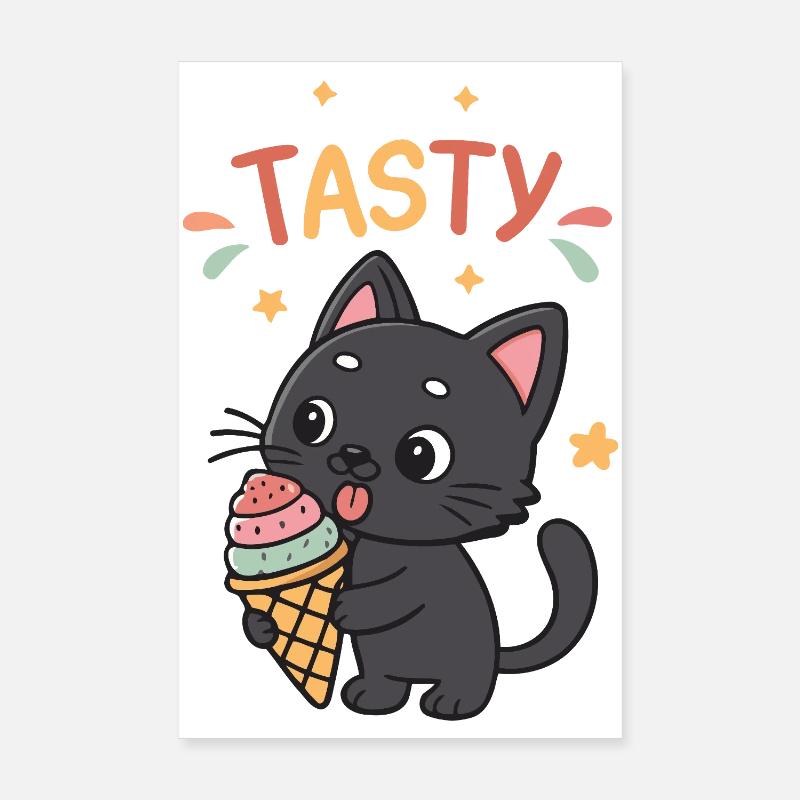 Kawaii TASTY Eiskaffer-Gourmet-Katze Poster 20x30 cm