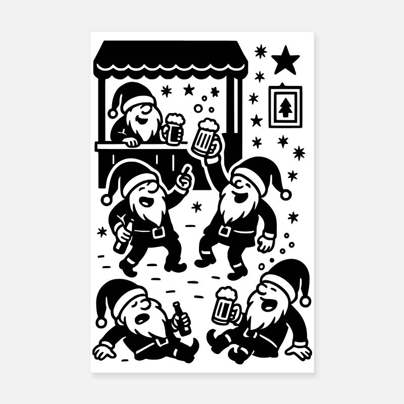 Wichtel Weihnachtsmarkt Glühwein Bier Trinken Poster 20x30 cm