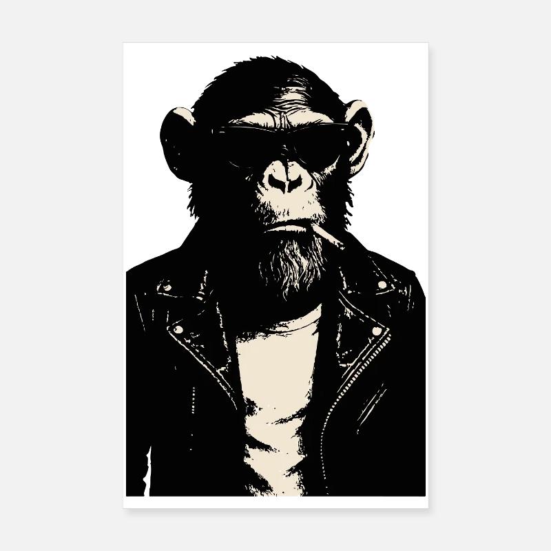 Monkey Rebel Lederjacke Poster 20x30 cm