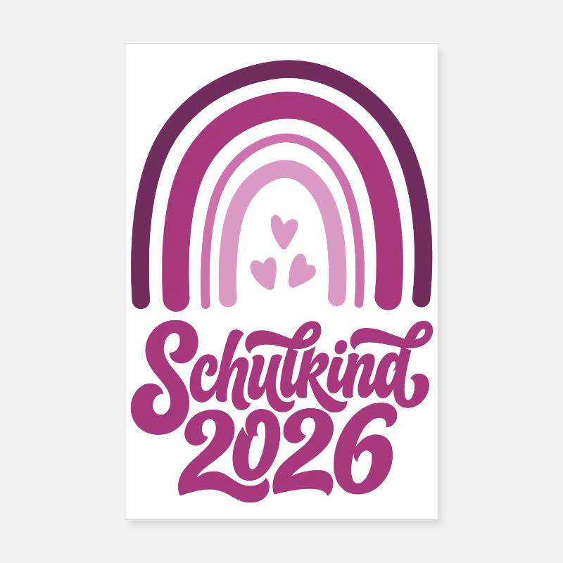 Schulkind 2026 Mädchen Boho Regenbogen Poster 20x30 cm