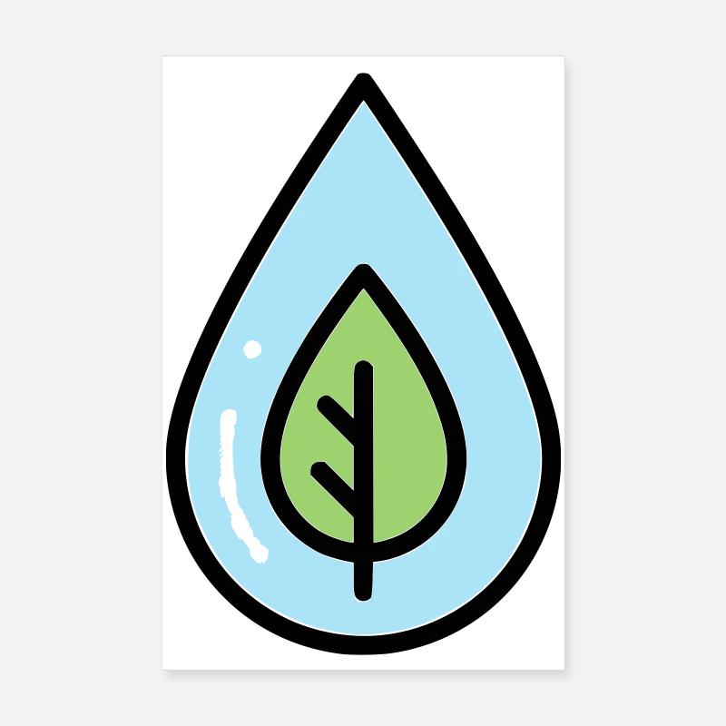 Wassertropfen Blatt Öko Poster 20x30 cm