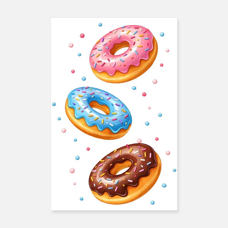 Ensemble d’illustrations de beignets colorés Poster 20 x 30 cm