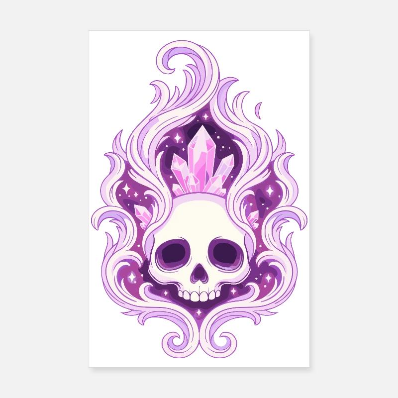 Crystal Skull Flame Spell Poster 8" x 12" (20x30 cm)