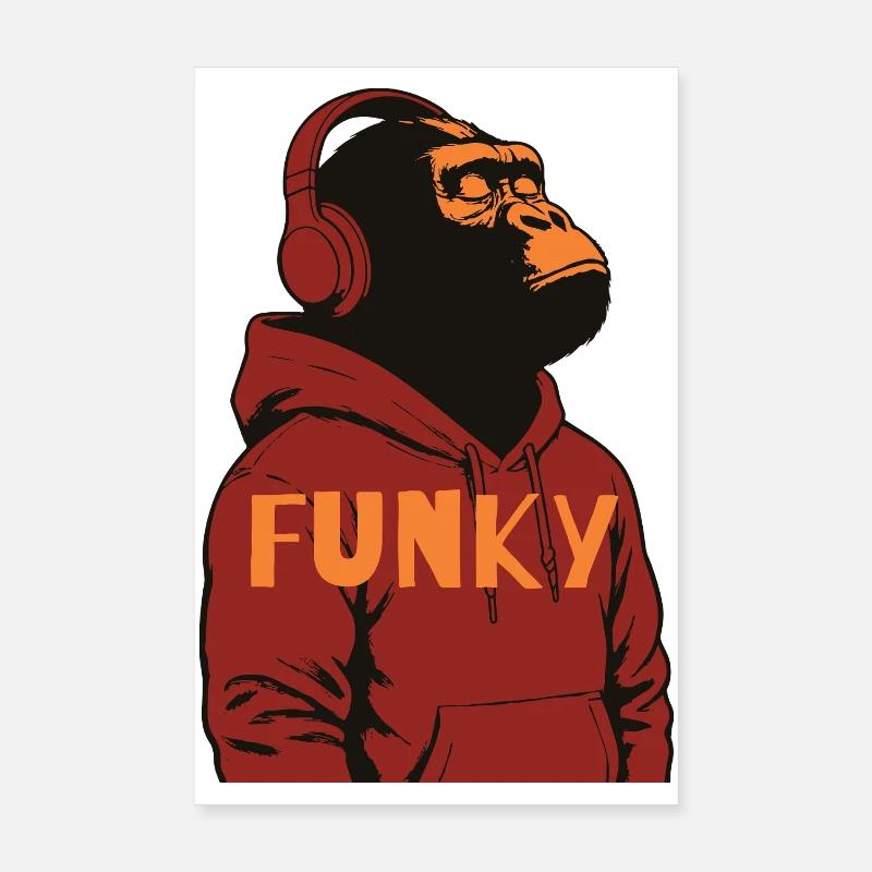Sweat à capuche funky Gorilla design Poster 20 x 30 cm