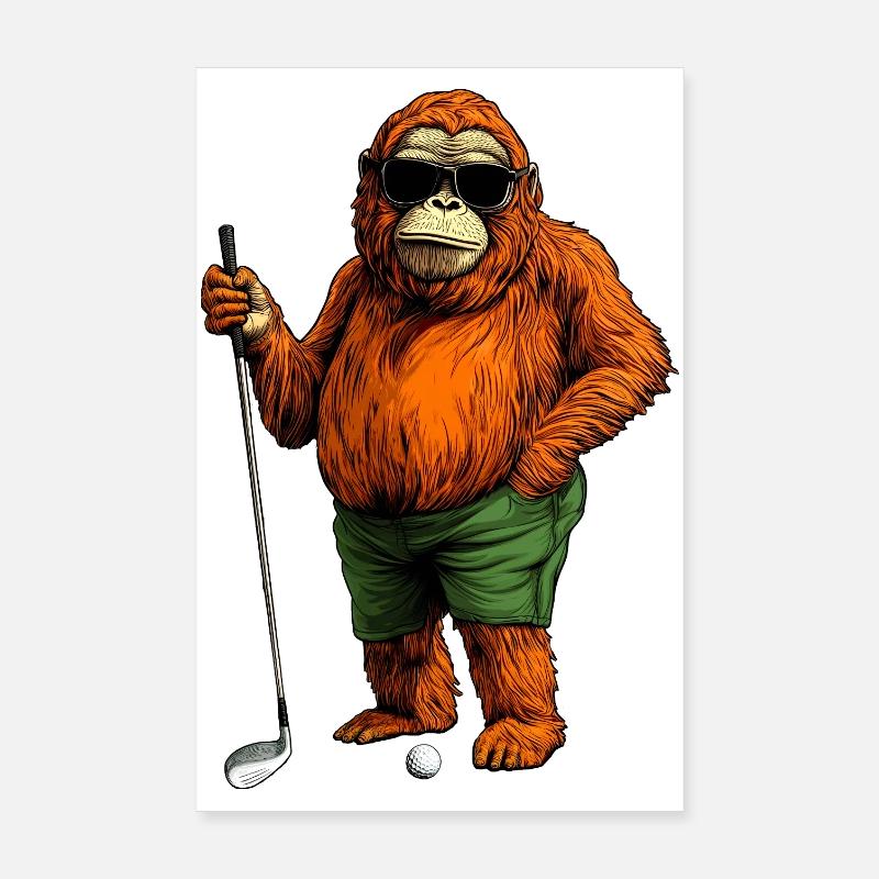 Affen Golf Poster 20x30 cm